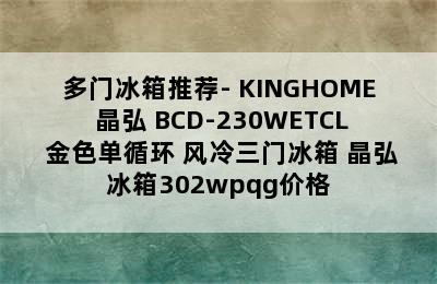 多门冰箱推荐- KINGHOME 晶弘 BCD-230WETCL 金色单循环 风冷三门冰箱 晶弘冰箱302wpqg价格